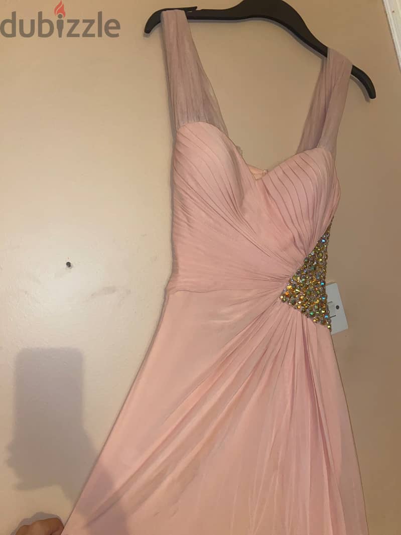 Peach long party dress with crystals - 18BD 3