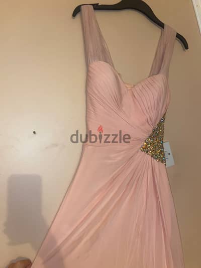 Peach long party dress