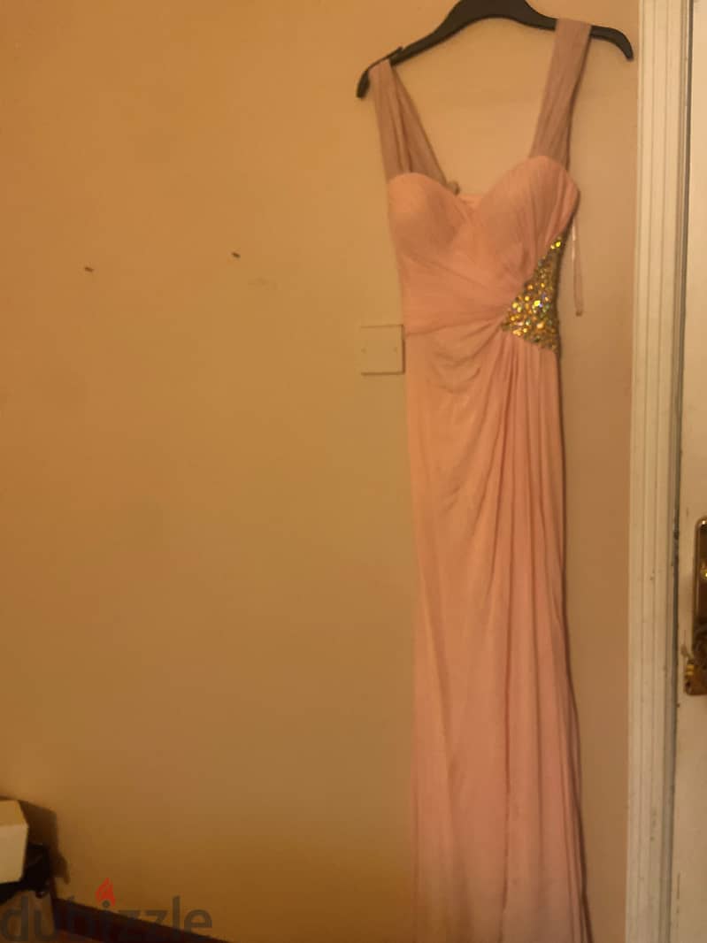 Peach long party dress 1