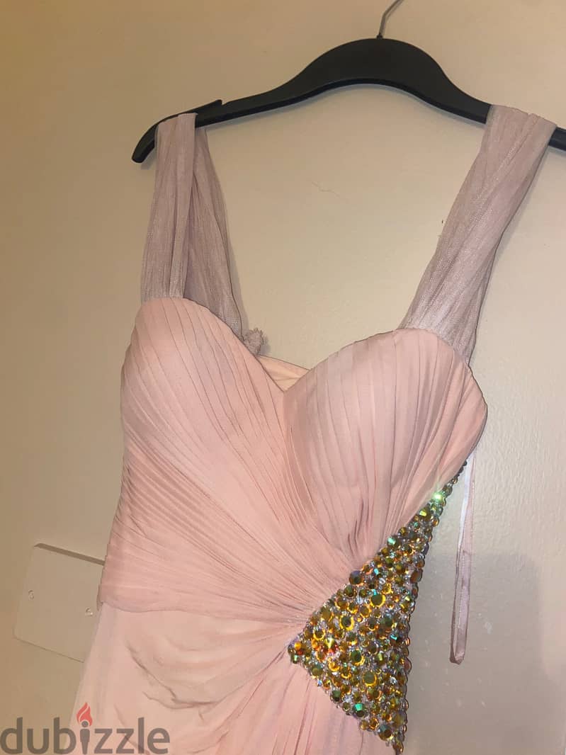 Peach long party dress 2