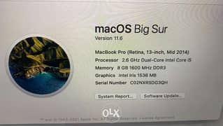 MacBook Pro 13" retina display 8GB,128GB 0