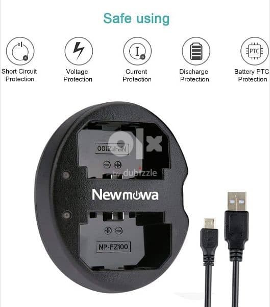 Newmowa Dual USB Charger for Sony NP-FZ100 for A7iii, A7iv, A7siii 2