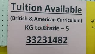 TUITION FOR KG1 to Grade 8