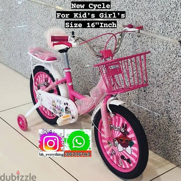(36216143) New Cycle For Kid's Girl's Size 16"Inch With Basket And LED 1