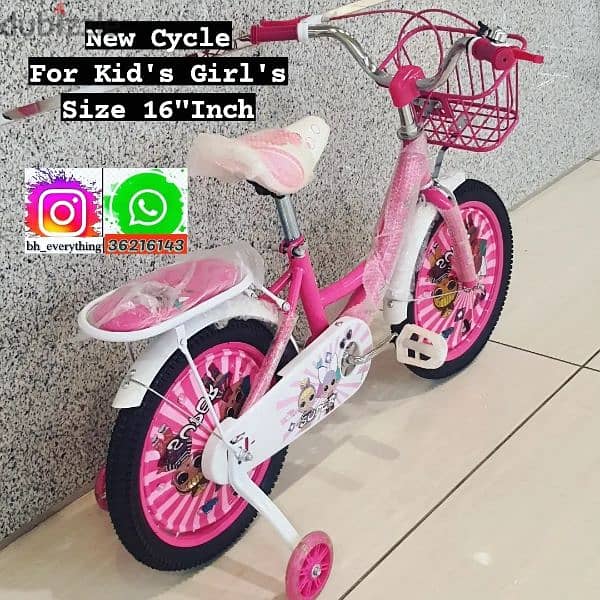 (36216143) New Cycle For Kid's Girl's Size 16"Inch With Basket And LED 2