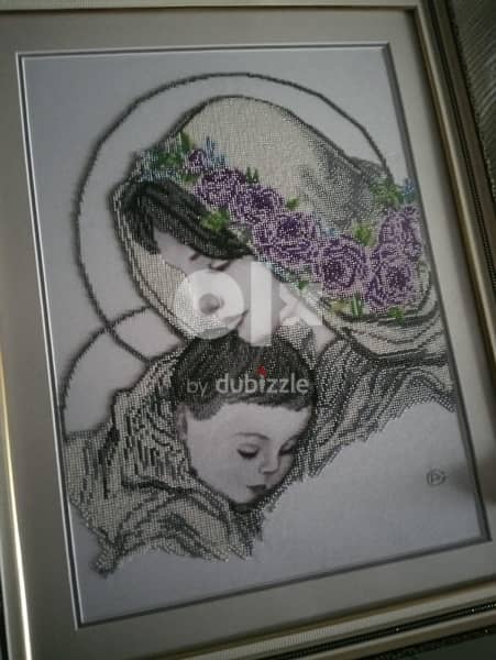 picture hand made , painitings with beads and threads 2