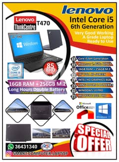 LENOVO i5 6th Generation Laptop with Double Battery 16GB Ram+256GB M. 2 0
