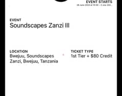1 ticket to Zanzi (soundscapes) 0