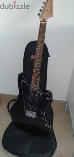 Fender Squier Jazzmaster Electric Guitar - Black with Gator Gig Bag 0
