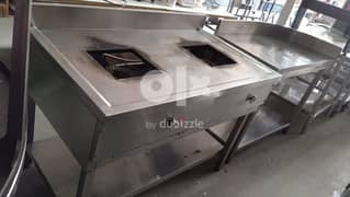 Two burner with stainless steel table 0