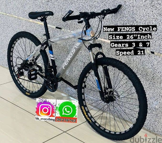 (36216143) New FENGS Cycle Size: 26"Inch 
Steel Frame
Speed 21 
Gear 1