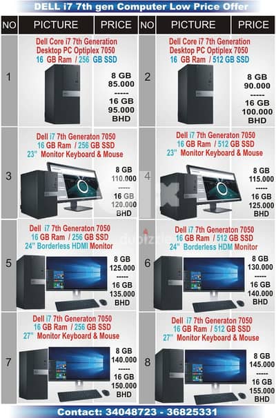 i7 7th Gen Low Prices Computers 23",24",27" Borderless Monitor SSD 35x ...