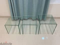 for sale used nest of glass crystal coffee tables 0