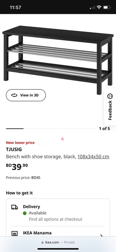 Ikea tjusig bench with deals shoe storage