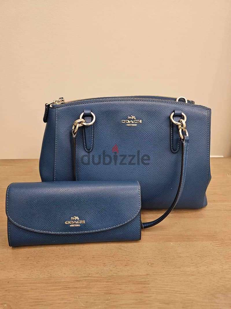 Coach Mettalic Blue Leather Full size Bag 1