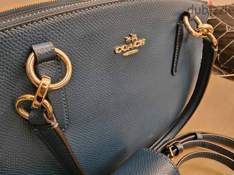 Coach Mettalic Blue Leather Full size Bag 2