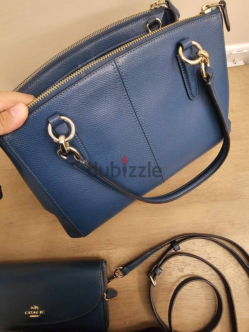 Coach Mettalic Blue Leather Full size Bag 3