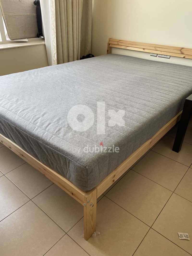 Wooden Double Bed - 140 x 200 With Spring Mattress 1