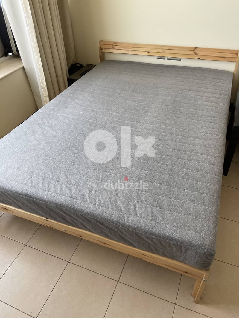 Wooden Double Bed - 140 x 200 With Spring Mattress 2