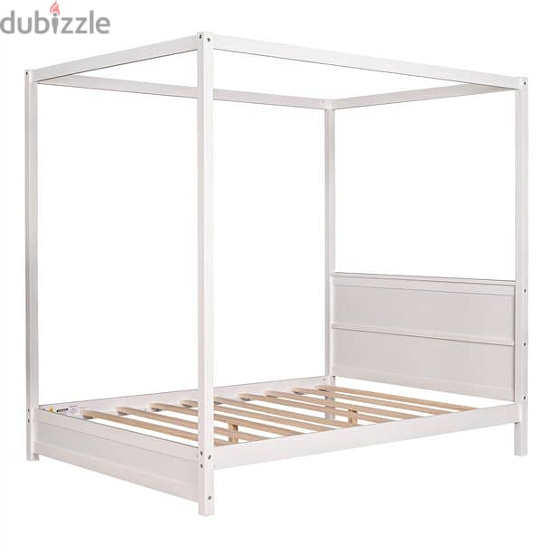 White Poster Bed With matress 0