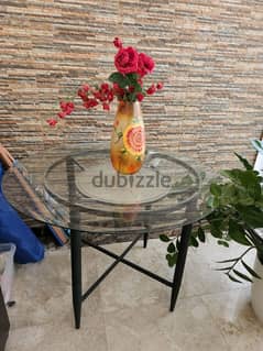 Garden/Dinner glass circular table with 4 chairs