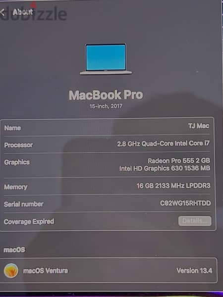 2017 MacBook Pro 15 inch 87% battery life 2