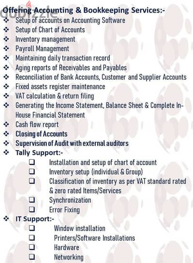 Accounting, Auditing, VAT Filing, ESR & Corporate Governance Services