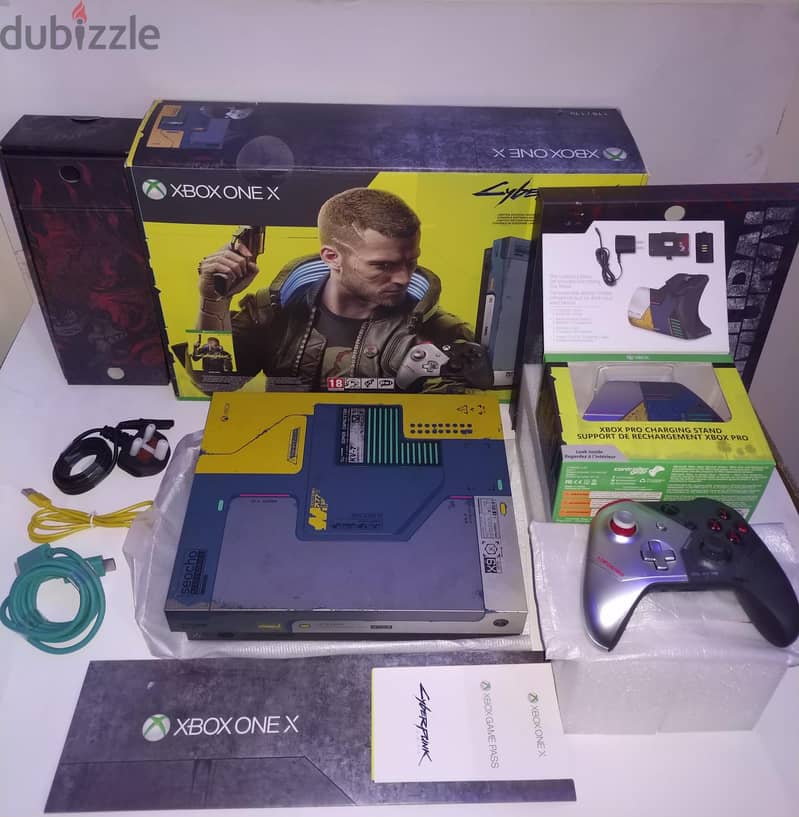 Limited Edition cyberpunk 2077 xbox one X console + charging stand 0