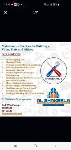 Maintenance For Home, buildings offices and Villas