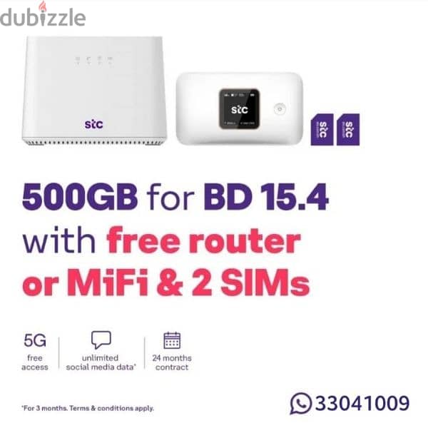 3 Sim + 1 Free Mifi or Router. All plans are available 5