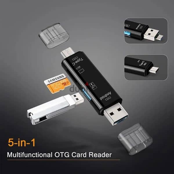 5 in 1 Multifunction Usb 2.0 Type C/Usb /Micro Usb/
Tf/SD Card Reader 0