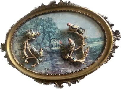 3 D Bird Hand Painting + Oval Frame