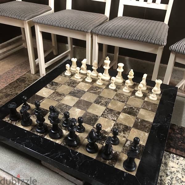 Marble Chess Board 40x40cm - طاولة شطرنج رخام 4