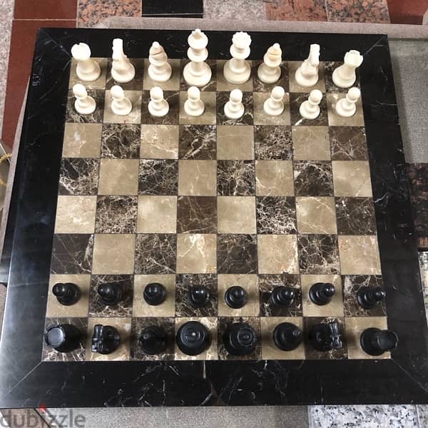 Marble Chess Board 40x40cm - طاولة شطرنج رخام 5
