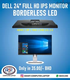 DELL 24" FULL HD Borderless Monitor LED 360*Rotatable (Res1920 X 1080) 0