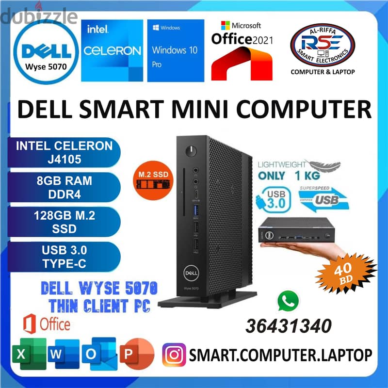 DELL Micro, Smart, Mini PC (East To Carry) 8GB RAM DDR4 + 140GB M2 SSD ...