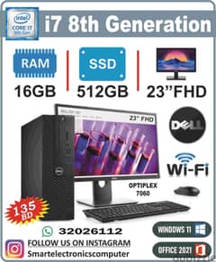 DELL Core I7 8th Generation WIFI Computer Set With 23