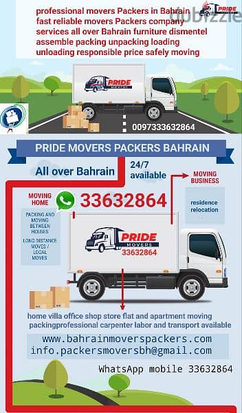 packer mover Bahrain WhatsApp mobile 33632864 0