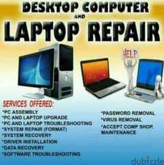 Laptop/PC. repair.  computer repair Technician