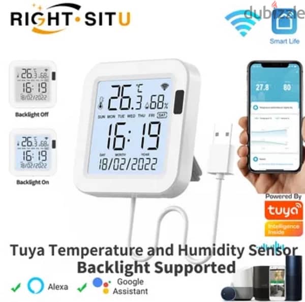 Tuya New WiFi Temperature Humidity Sensor Smart Life Backlight Hygrometer  Thermometer Sensor Support Alexa Google Home Assistant