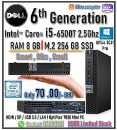 Dell OptiPlex 7050 Tiny Mini PC Core i5 6th Gen 256GB SSD RAM 16GB