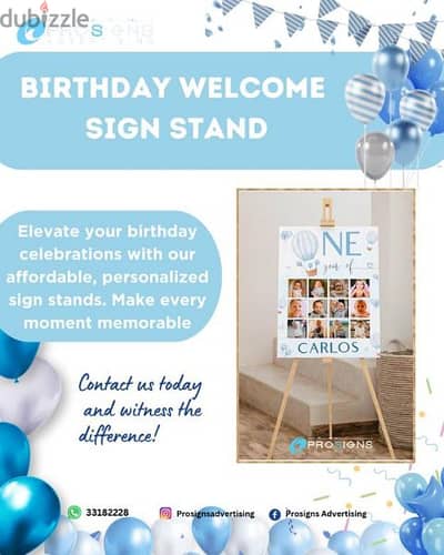 birthday stand, 3D signboard, flex board, shop board sticker