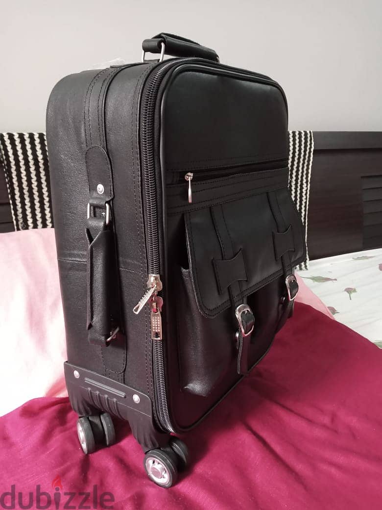 Genuine  leather Small trolley suite case // bag 4