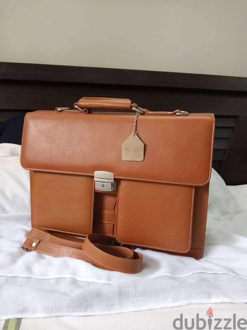 Genuine Pakistani leather laptop and file bag 0