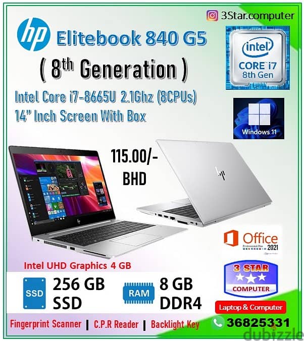 HP Elitebook 840 G6 i7 8th Gen RAM 8GB SSD 256GB 14