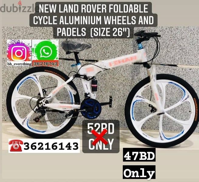 (36216143) New LAND ROVER FOLDABLE CYCLE
*Size 26
*ALUMINIUM WHEELS 2
