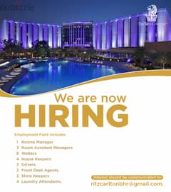 Drivers, Room Managers and Storekeeper wanted for employment