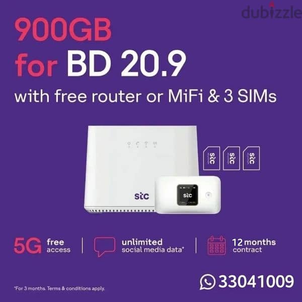 STC Data Sim + Free 5G Mifi or Router 5