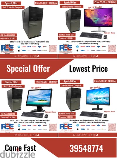 Lowest Price DELL Core I3 3rd Gen Computer With 4GB / 8GB Ram DVD Good ...
