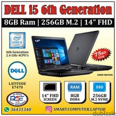 DELL i5 6th Generation 14" FHD Laptop 8GB Ram & 256GB M. 2 (Backlit Key 0